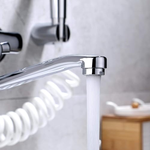 Robinet de cuisine mural avec pistolet laiton rotatif basse pression - 6