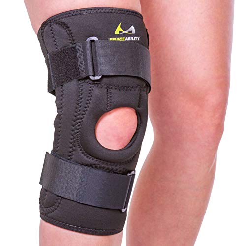 BraceAbility Patella Stabilizing Chondromalacia Knee Brace - Patellofemoral Pain Syndrome U-Shaped Stabilizer Supports Sides of Kneecap for Patellar Floating, Knock Knee and Bow Leg Correction (L)
