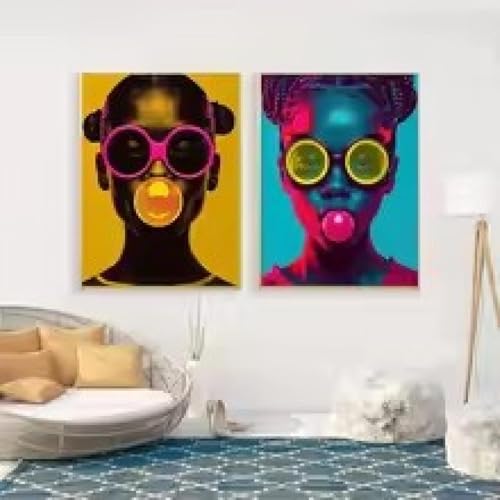 Tableau fille africaine pop art pour sublimer la decoration de votre salon moderne