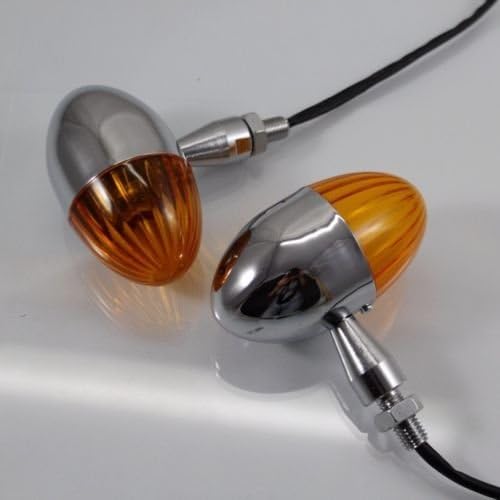 Bullet M10 10mm Turn Signals Light Lamp Indicator For Harley Cruiser Cafe Racer Chooper XL FL Bobber 1200 Suzuki Honda Kawasaki Yamaha CB GS VN XS Street Vintage Retro (Chrome/Amber)