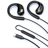 fesoklaf Auriculares de oído abierto con cable USB C con ganchos para las orejas, auriculares para correr con micrófono y control en línea, conducción de aire, auriculares estéreo con cable para