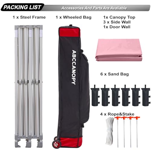 Image of ABCCANOPY Commercial Pop Up Canopy Tent with Sidewalls 10X20,Pink