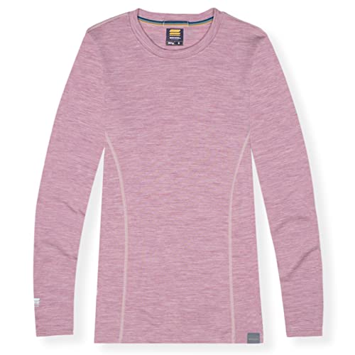 MERIWOOL Womens Base Layer 100% Merino Wool Midweight Long Sleeve Thermal Shirt Pink Heather