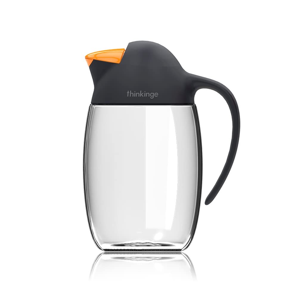 Olive Oil Dispenser Bottle W/Auto Flip Cap, 21oz Cooking Oil Dispenser Leakproof, Kitchen True No Drip Oil and Vinegar Cruet Container with Non-Slip Handle, Cute Penguin Design(Black)