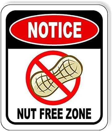 Eletina F27 Notice Nut Free Zone Signs For Outdoor Or Indoor Metal Tin Signs 8X12 Inch Nut Allergy- Food Allergy