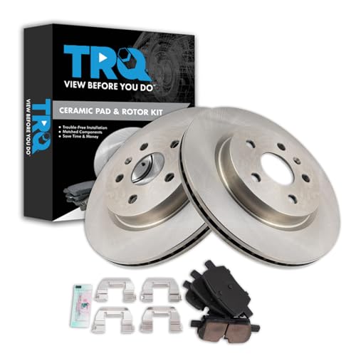 Image of TRQ Rear Brake Pad and Rotor Set Ceramic Compatible with 2020-2021 Cadillac CT5 2019-2020 CT6