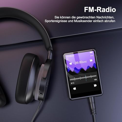Swofy Lettore MP3 Da 64 Gb Bluetooth 5.3 Hifi Music Player, Lettore MP3 Touch Screen Da 2,4 Pollici Con Registratore Altoparlante, Radio Fm, Supporto Per Espansione Fino A 128 Gb (Nero) - 3