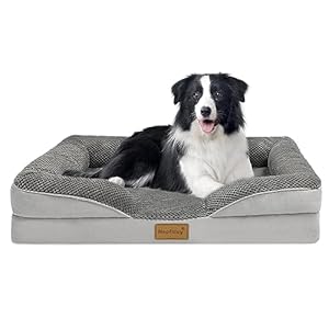 Nepfaivy Hundebett Mittelgroße Hunde Orthopädisch – Hundekorb Hundesofa Waschbar mit Eiförmigem Schaumstoff, Hundecouch mit Hohem Rand und Rutschfestem Boden für Mittlere Hunde, 91x68cm