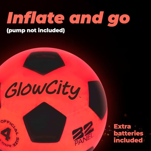 image for GlowCity Light Up Soccer Ball, Glow in The Dark Ball, Size 4 LED Glow 
