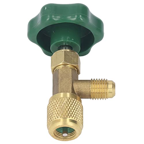 Válvula de refrigerante para aire acondicionado de cobre y ABS hermética contra fugas, 1/4 pulgadas SAE con conector de tubo, fácil de usar como válvula de dispensación de refrigerante, 1/2 pulgadas para rosca 7/16 pulgadas 28 UNF miniatura 5