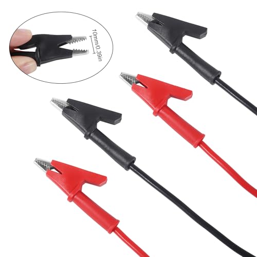 Image of 4pcs Alligator Clips Electrical Test Leads Dual Ended Crocodile Wire Cable Double-Ended Alligator Clip Test Leads Jumper Wire for Electrical Test (2 Red+2 Black)