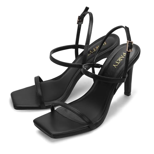 Party Women'S Strappy High Heeled Sandals Open Toe Ankle Strap Heels Comfy Weddings Shoes,Emma-Black Pu-8-O1 thumb #3