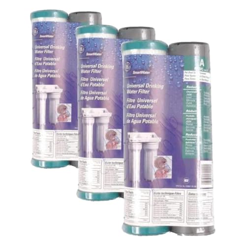 Image of GE SmartWater FXSVC Under Sink Water-Filter, Replacement for Water Filtration System, Reduces Sediment & Other Impurities, Replace Every 6 Months, 2 Filters (Pack of 3)
