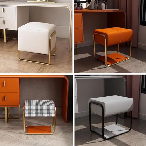LYNEFOIN poggiapiedi, poggiapiedi ottomano, Sgabello da Trucco in Pelle con Gambe in Metallo, poggiapiedi ottomano Imbottito poggiapiedi Sgabello Panca per Divano Letto Soggiorno (Colore: /