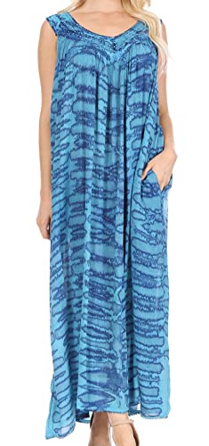 Sakkas Adele Sequin Embroidered Scoop Neck Sleeveless Dress/Cover Up