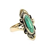 Willys Jewellery Ring antiquiert Orientalisches Vintage aus Bronze mit Blau-Türkis Naturstein für Damen und Girls (56 (17.8))