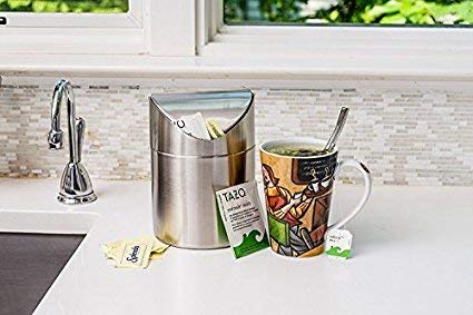 Zhouwhjj Mini Countertop Brushed Stainless Steel Swing Lid Trash Can Set, Come With Trash Bag, 1.5 L / 0.40 Gal, Multiple Color Options, Silver #TOP2