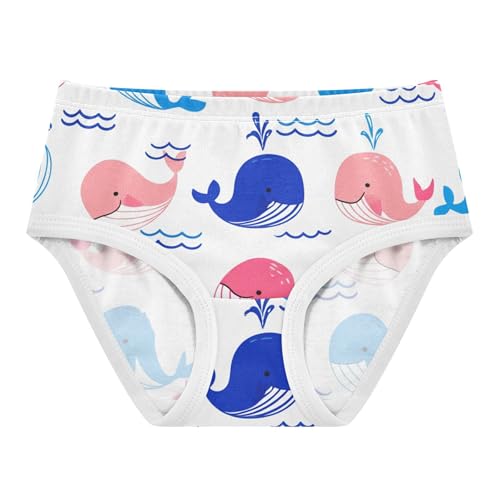 Toddler Underwear Floral 2t Cotton Girl Panties Cute Personalized Briefs Girls Undies Cute Cartoon Whales Pastel Blue