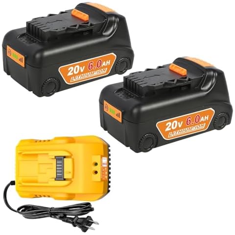 20v Max Battery 2Pack Replacement for Dewalt 20V 6.0Ah Battery with DCB112 Battery Charger Station for DCB201 DCB204 DCB206 DCB120 Cover