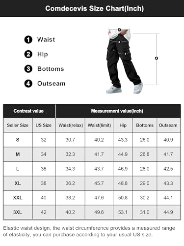 Comdecevis Men'S Casual Cargo Pants Workout Joggers Stretch Sweatpants Hiking Drawstring Tactical Pants With Multi Pockets Dark Grey thumb #5