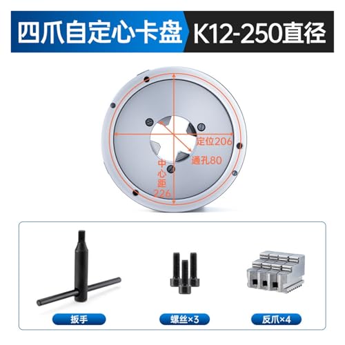 Mandrin de tour auto-centrant K1280 à 4 mors avec perçage arrière 250A - 3
