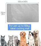 Octonyluck Kühlmatte Hund, Kühlmatte für Hunde und Katzen Selbstkühlende Matte, Kühldecke Kühlkissen für Grosse Hunde kleine Dog, Waschbar Haustiere Matte, Grau, 70x100 cm