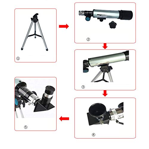 Telescopio refractor 50mm 360mm 90X con trípode ajustable miniatura 3