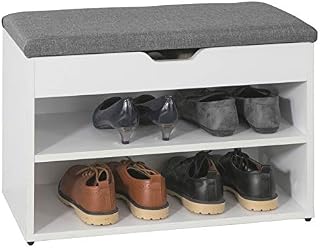 SoBuy® FSR25-HG, 2 Tiers Shoe Rack Shoe Cabinet Shoe Bench with Lift Up Bench Top & Seat Cushion