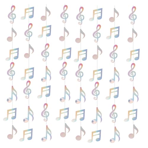 8pcs Décoration de Fête avec Notes de Musique, Bannière Notes Musique Violet Brillant Dégradé à Suspendre Guirlande en Papier pour Anniversaire Mariage Concert