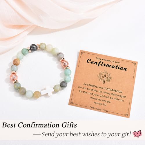 Image of Leyung Christian Gifts for Women, Religious Rosary Cross Bracelet, Easter Basket Stuffers Baptism Confirmation First Holy Communion Christmas Birthday Gifts for Teen Girls