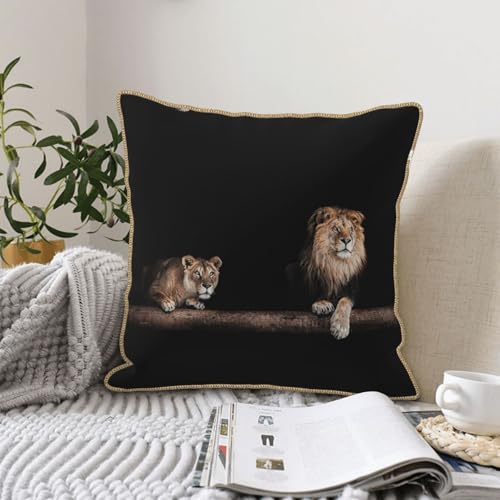 Housse de coussin lion en velours haut de gamme chic pour un salon élégant - 7