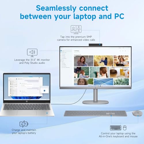 Image of HP OmniStudio X 32 AI All-in-One Desktop, 31.5 inch UHD (3840 x 2160) 550nits, Intel Ultra 7 155H (16-core), 64GB DDR5 RAM, 2TB SSD, Wi-Fi 6, Wireless Keyboard &Mouse, Win11 Home, w / 64GB USB Flash Drive