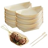 Solivive 104PCS Platos Desechables,EcolóGicos y Biodegradables Cuencos Aperitivos,Vajilla Desechable,Adecuado para Aperitivos,Sushi,Salchichas,Patatas Fritas y Otros Bocadillos para Fiestas.