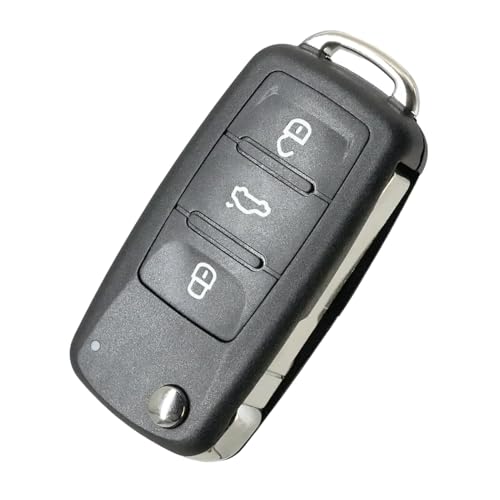 leruiyezs Coque de clé de voiture à 3 boutons avec lame vierge compatible avec clé pliante VW – Coque de rechange pour VW Tiguan, Beetle, EOS, Jetta,...