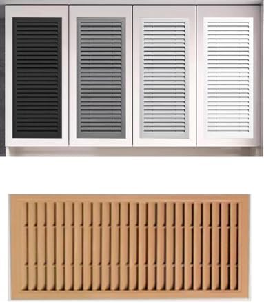 Aluminum Vent Cover for Shoe Cabinet & Wardrobe, Louvered Air Grille Register Cover, Rectangle Design, Cream Finish, 600x200mm - Ideal for Bathroom & Home Use