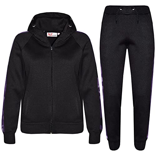 Survêtement uni zippé à capuche pour enfants de 5 à 13 ans