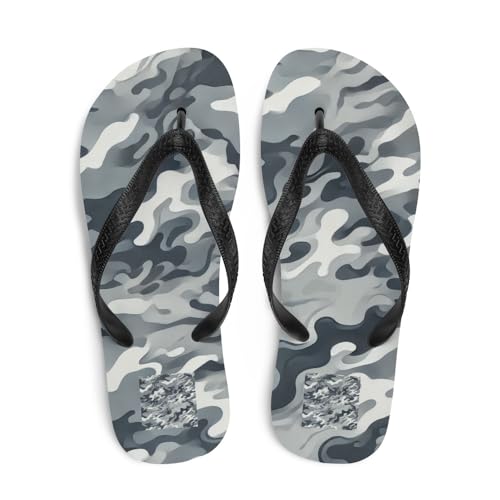 Men's Modern Gray Camouflage Flip Flops - Stylish Casual Summer Beach Sandals