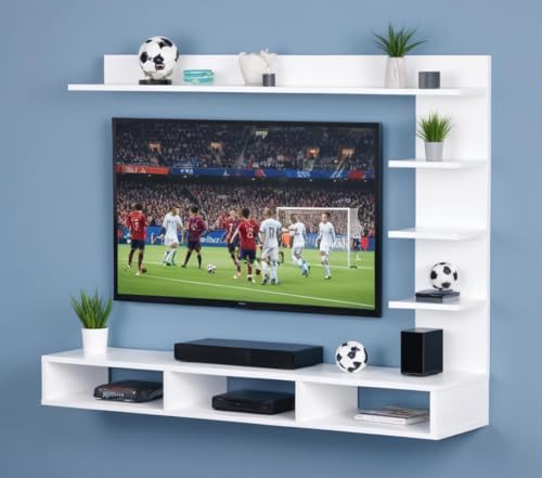 Image of Wooden handicrafts Dazzling C Style Cabinet Wall Rack Shelves Set MDF -Medium Density Fiber Home Decoration Wall Decor (Frosty White, C Style Tv Cabinet) | Wooden Handicrafts, MDF - Medium Density Fiber, Home Decoration Wall Decor, TV Cabinet