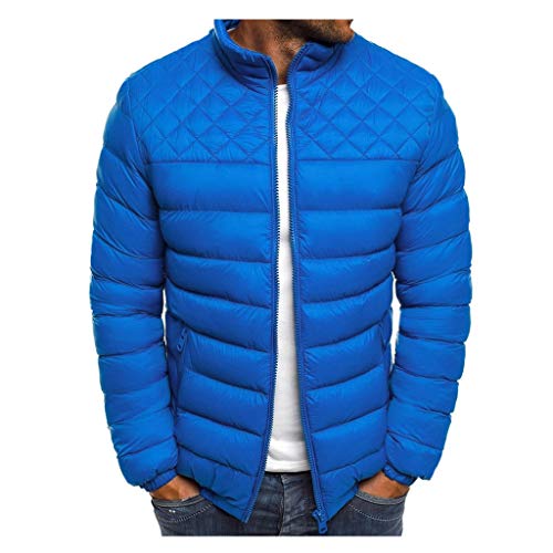 Ymosrh Jean Jacket For Men, Mens Bomber Jackets Men Bubble Jacket With Hoodie Men's Autumn Winter Zipper Warm Down Jacket Packable Light Coat Hood Rain Lightweight Jacket Lined Leather (M, Blue) #TOP30