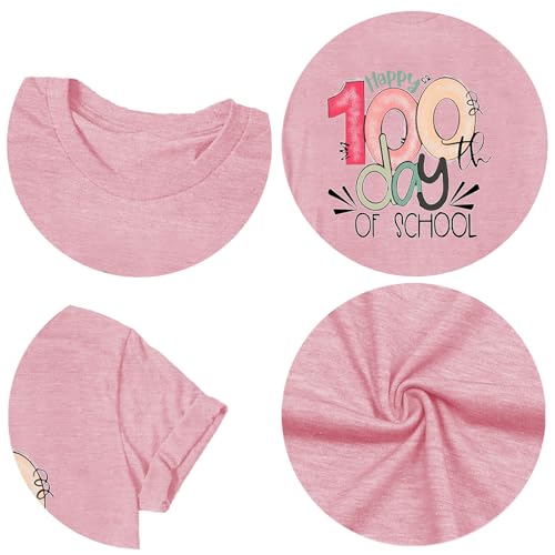 Image of 100th Day of School Shirt for Women Teacher Graphic T-Shirt Funny Teach Short Sleeve Tee Tops