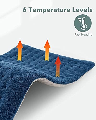 Heating Pad Electric Heat Pads with 6 Temperature Setting, Suitable for Neck, Shoulder, Back and Knee with 1.5 Hours Auto Shut Off Machine Washable
