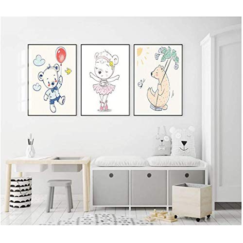 Peinture sur toile ours et chat sans cadre affiche moderne haute définition