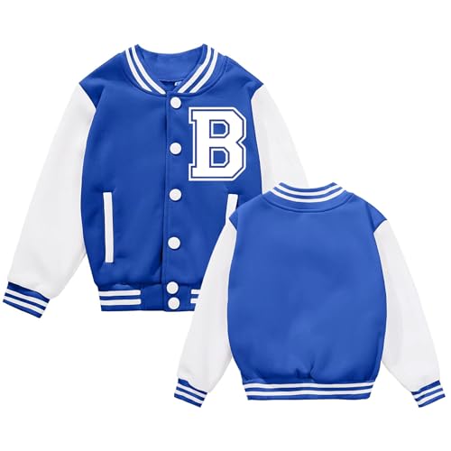 Image of BAICAIYU Kids Baseball Jackets Boys and Girls Varsity Coat Buttons Cardigan Letter Sport Letterman School Jacket