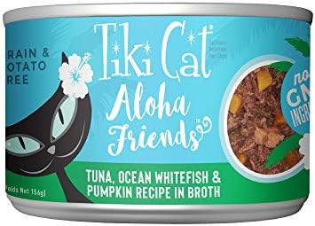 Tiki Cat Aloha Friends, Tuna, Ocean Whitefish & Pumpkin, Grain-Free & High Moisture, Wet Cat Food for All Life Stages 5.5 Oz. Cans (Case of 8)