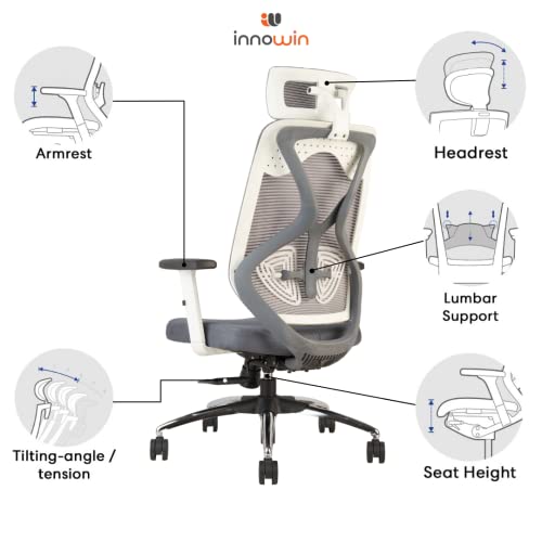 INNOWIN Tokyo Office Chair,High Back Mesh Ergonomic Home Office Desk Chair with 3 Years Warranty, Adjustable Armrests,Adjustable Lumbar... - Image 3