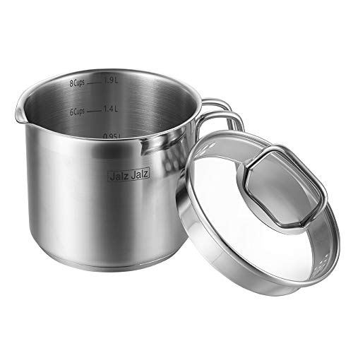 Comparison: Best Pot For Boiling Milk 5 jalz jalz Stainless Steel Saucepan With Glass Lid,Classic Cookware, Sauce Pan,2 Quart for Boiling Milk, Sauce, Gravies, Pasta,Noodles