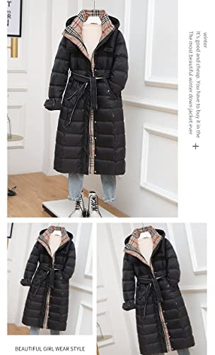 ZHZHUANG Women's Long Down Jacket Parka Weerbestendig En Warm, Lichte En Ademende Winterjas Puffer Coats/Black/M - Image 4