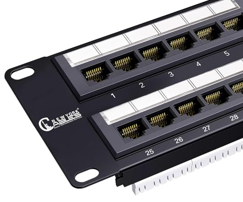 Panneau de brassage Cat6A 48 ports rackable RJ45 NewYorkCables panneau perforation 2U