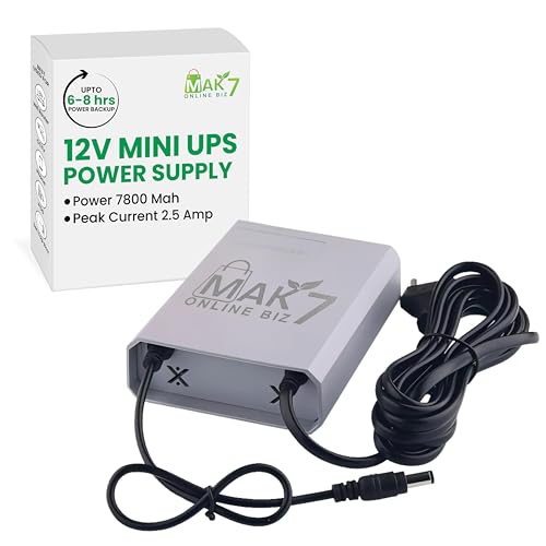 Image of MAK7 Mini UPS for WiFi Router | 12V-2amp~2.5 (Peak) | Power Backup 6 to 8 Hours Battery | Surge Protection | Compact WiFi UPS Power Backup for Home & Office | Modem Power Backupp