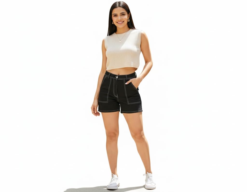 Women Stylish Denim Shorts | Girls Denim Black Stylish Shorts-image-30